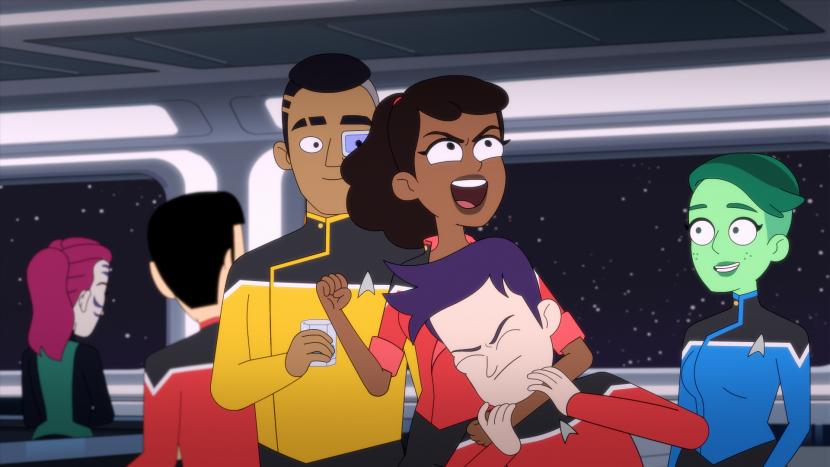 Mariner's experience compared to the fresher faces of the rest of the main cast let her comment on Star Trek's tropes in a way that Lower Decks mines for all its worth. (Image: CBS)
