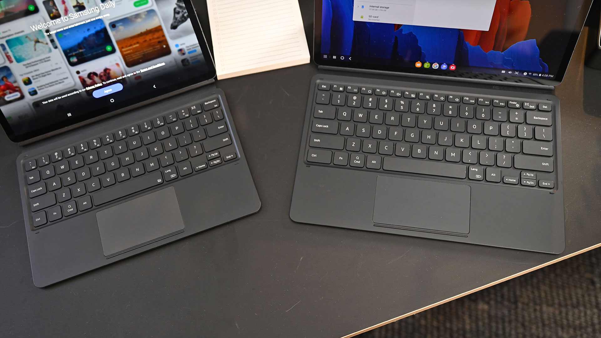 When it comes to productivity, the Tab S7+'s larger screen and extra row of keys should make it a more capable choice. (Photo: Sam Rutherford/Gizmodo)