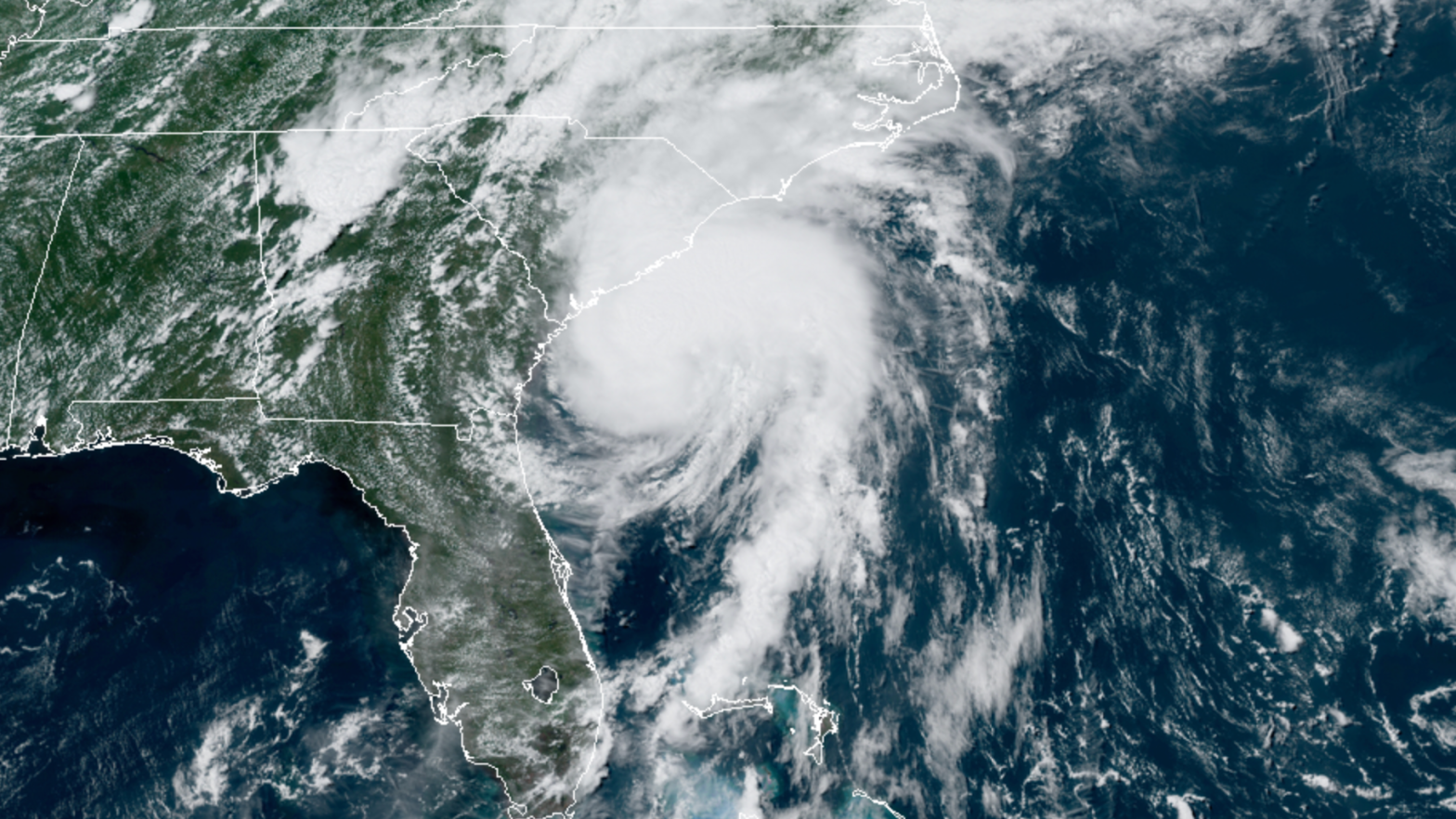 Then-Hurricane Isaias off the South Carolina coast immediately prior to making landfall.  (Image: Colorado State University)