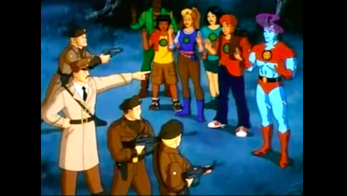 It's also kind of eerie how the Russians are pointing very authentic-looking firearms at children. (Screenshot: TBS/Hanna-Barbera)