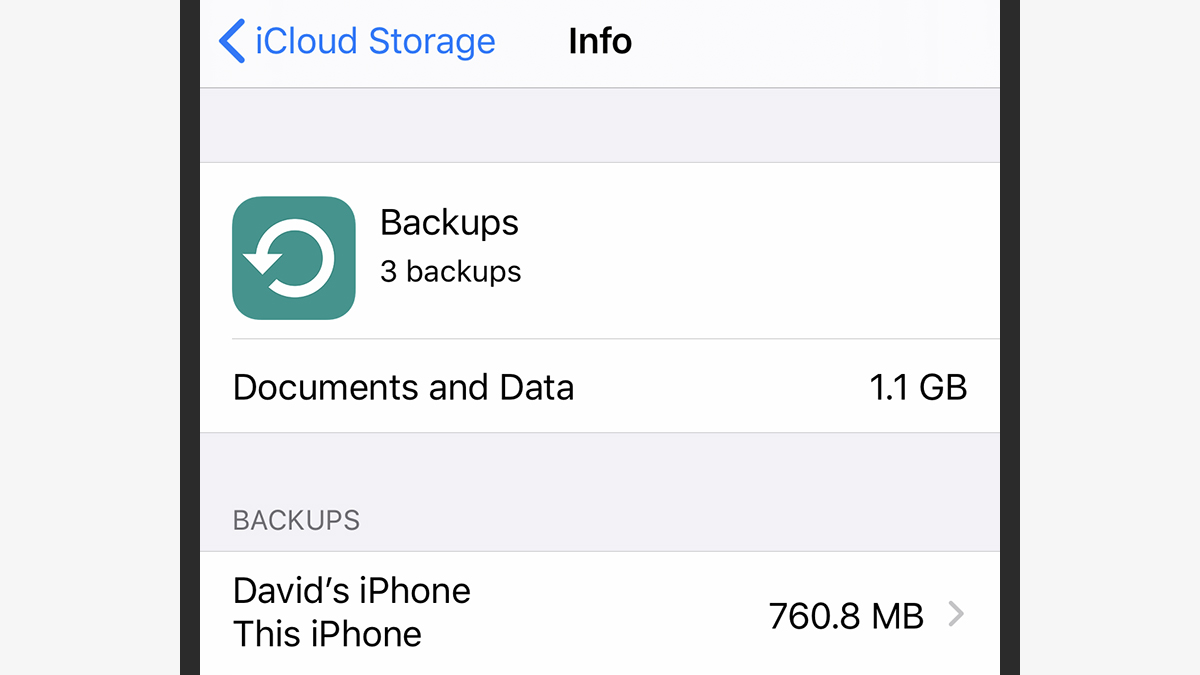 You may have backups from devices you no longer own. (Screenshot: iOS)