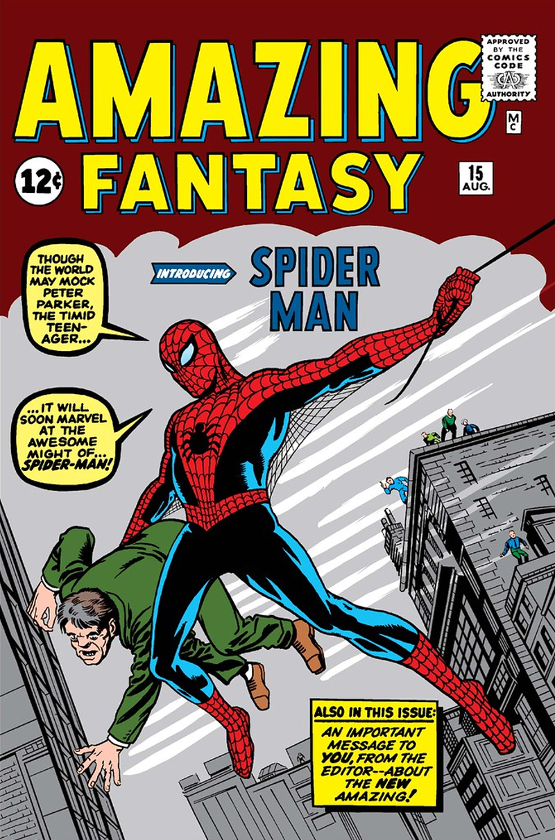The full cover to the retitled Amazing Fantasy #15 — ultimately the last issue of the series, in spite of Spider-Man's success. The Amazing Spider-Man would kick off just seven months later. (Image: Jack Kirby and Steve Ditko)