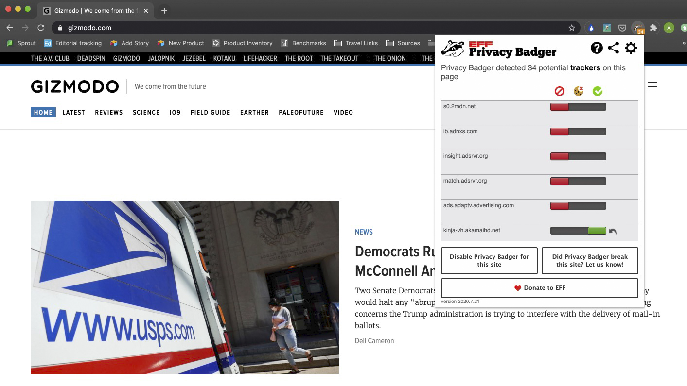 Screenshot: Privacy Badger