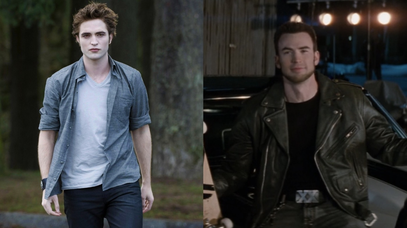 Left: Robert Pattinson in Twilight. Right: Chris Evans in Scott Pilgrim vs. the World.  (Image: Summit Entertainment,Image: Universal)