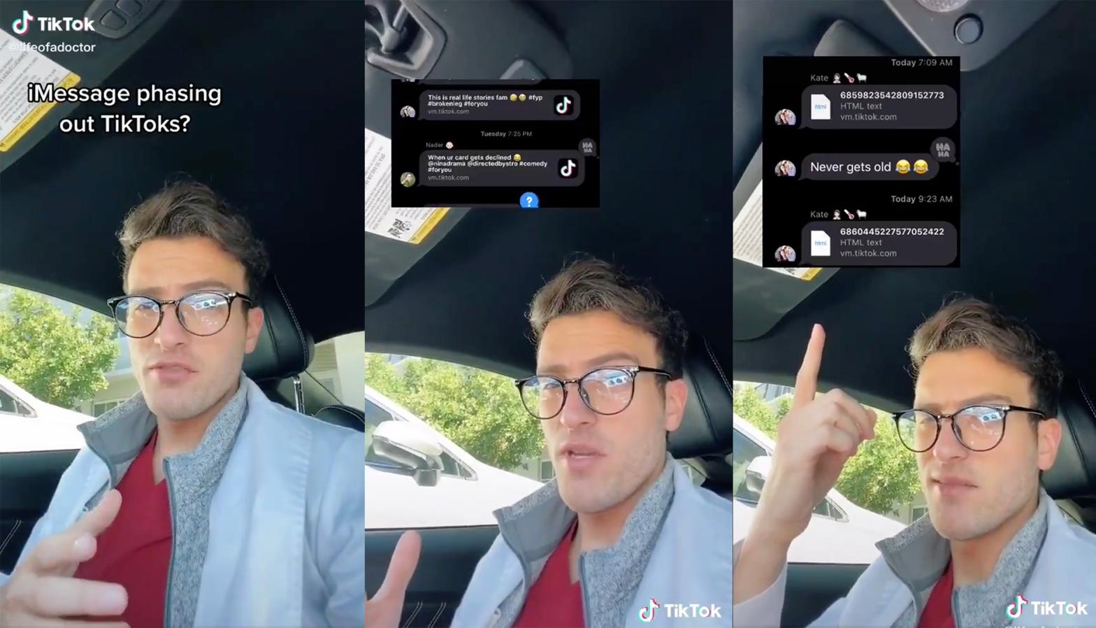 Still images from a TikTok about iMessage