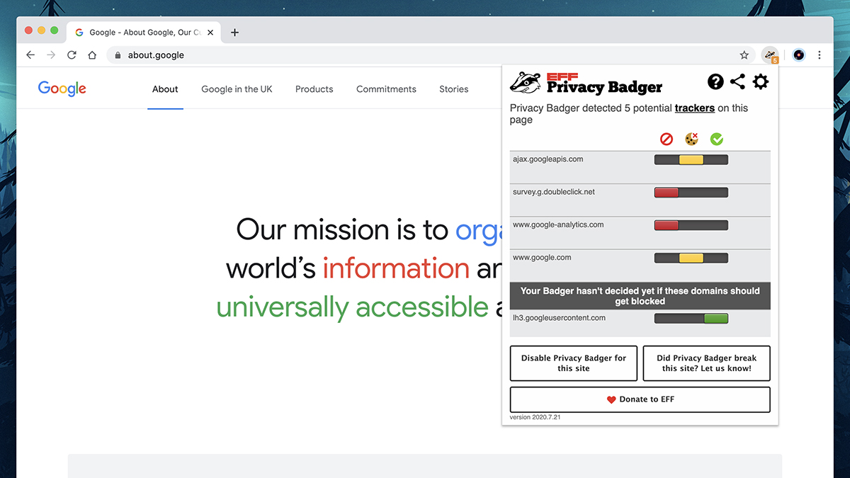 Screenshot: Privacy Badger