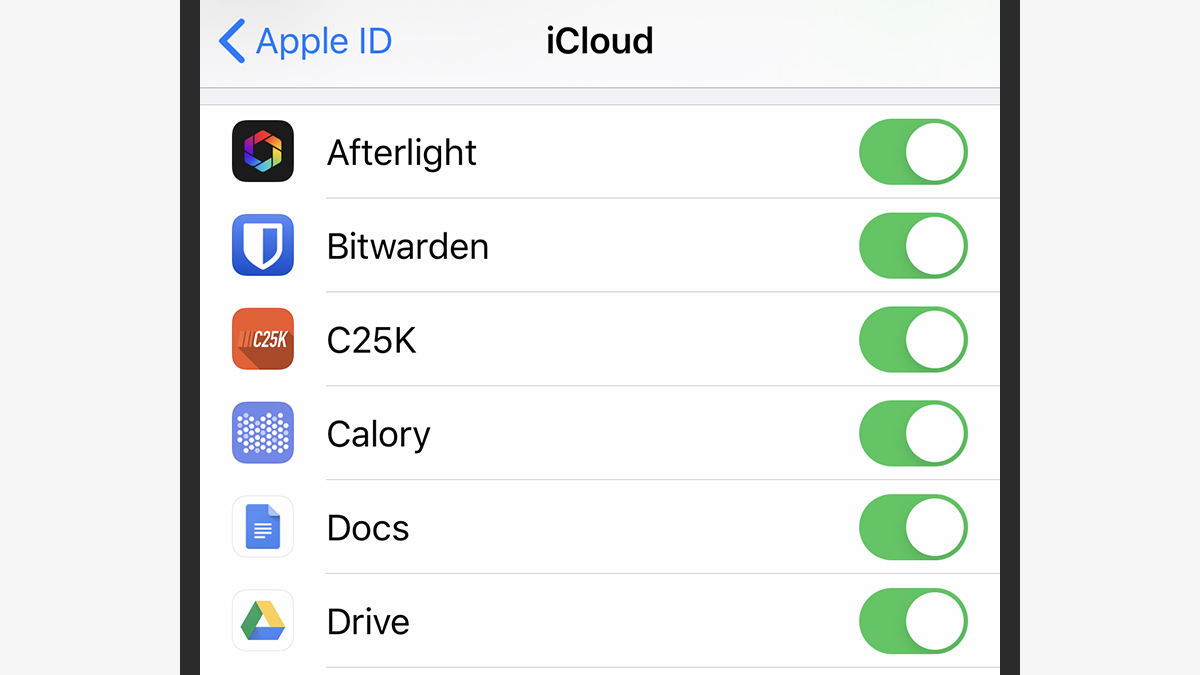 More iPhone apps than you might realise already use iCloud backups. (Screenshot: iOS)