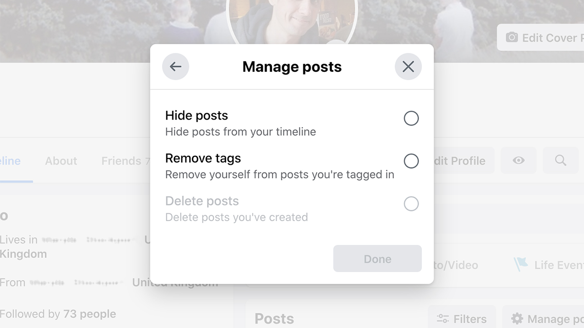 Removing old posts is easier than ever on Facebook. (Screenshot: Facebook)