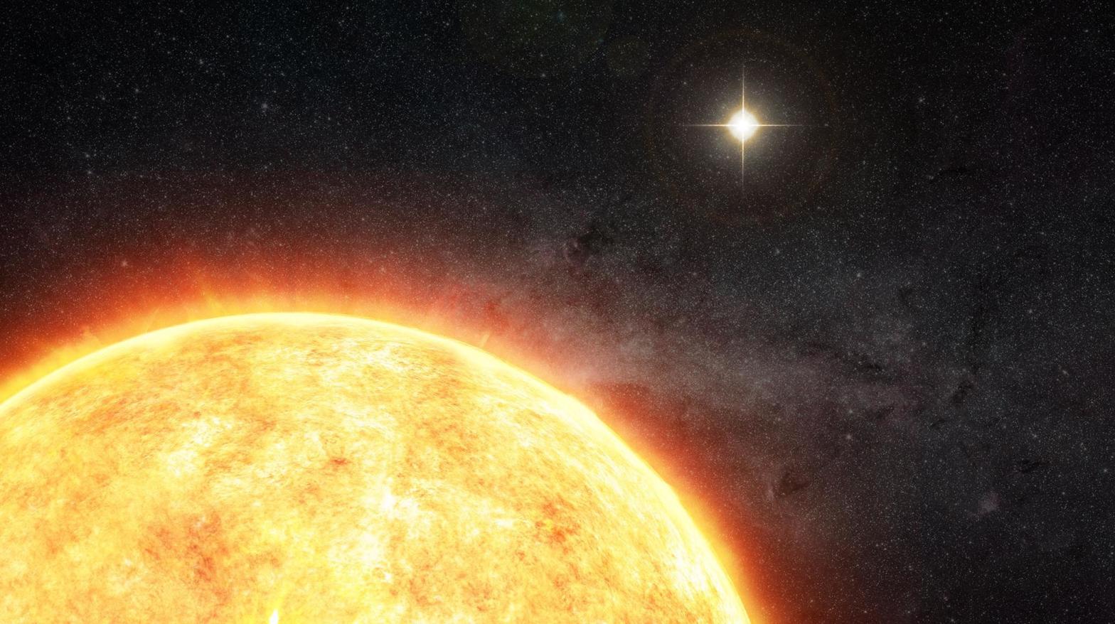 Artist's depiction of our Sun, along with its hypothesised solar companion. (Image: M. Weiss)