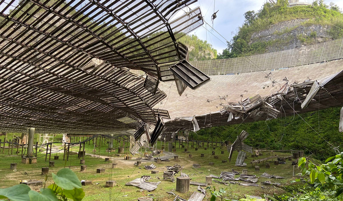 Damage at the observatory's main collecting dish. (Image: UCF Today)