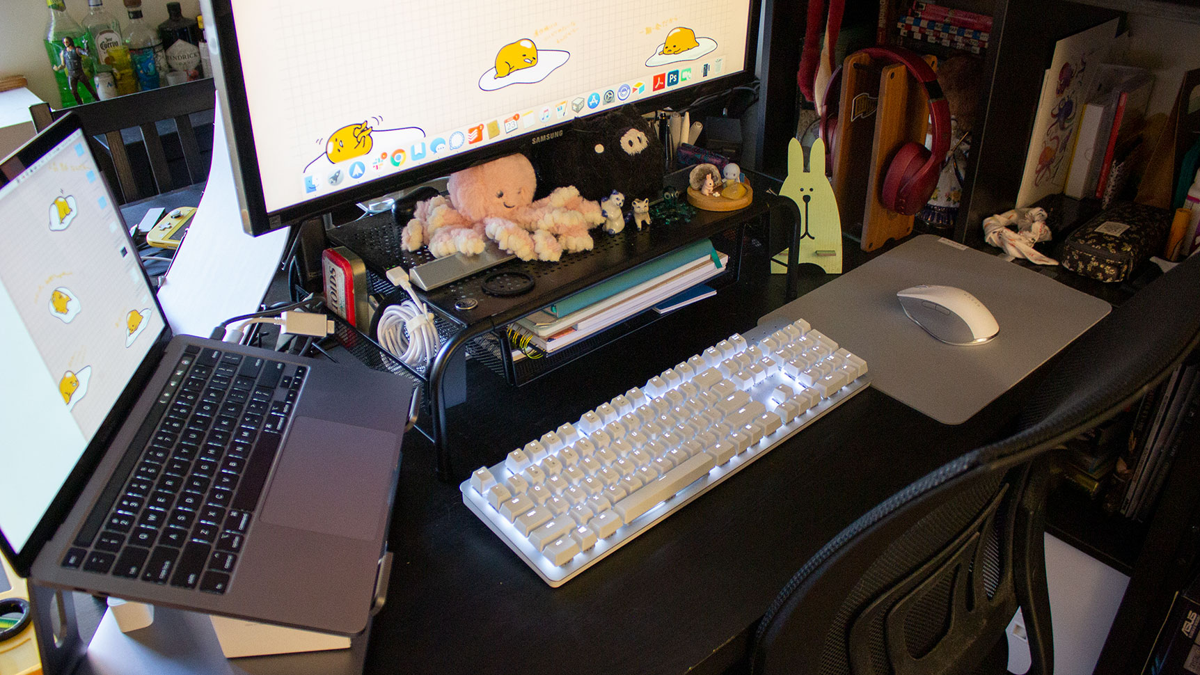 So maybe the plushies UNDERMINE my Adulthood but at least the peripherals don't. (Photo: Victoria Song/Gizmodo)