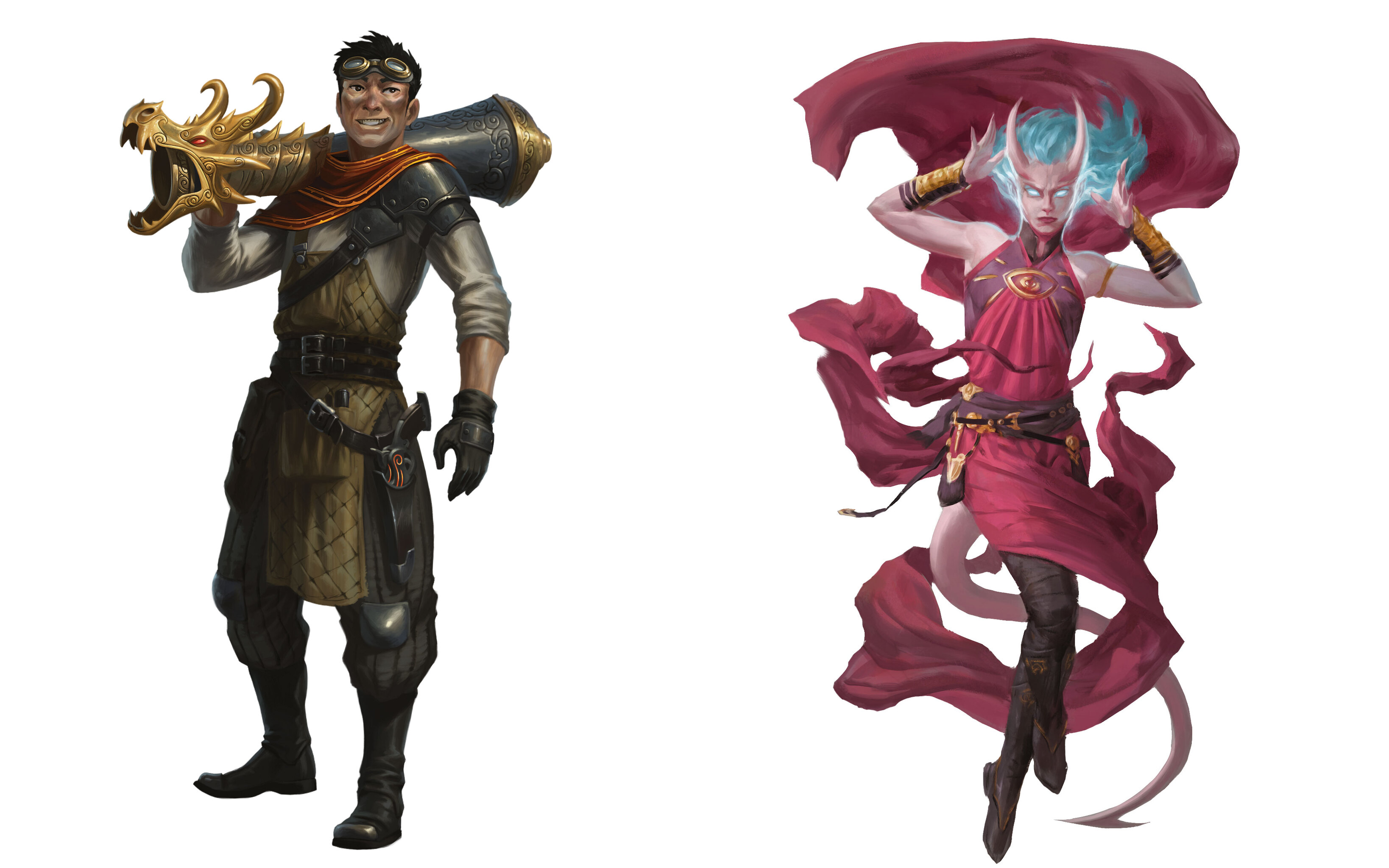 A Human Artillerist Artificer and a Tiefling Psionic Soul Sorcerer, just two new subclass additions being inducted into Tasha's. (Image: Brian Valeza and Kieran Yanner/Wizards of the Coast)