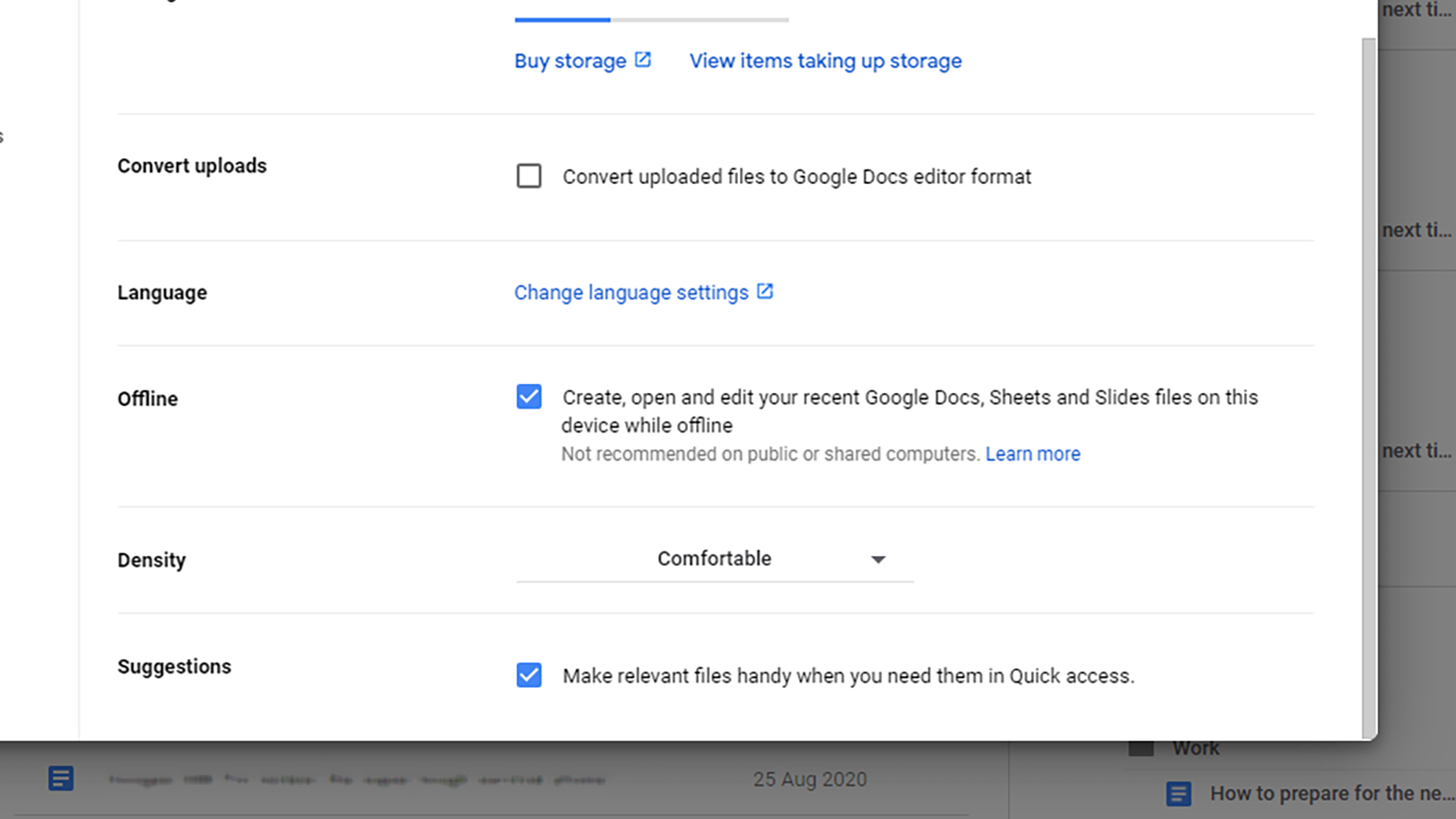 Google Drive can work offline, up to a point. (Screenshot: Google Drive)