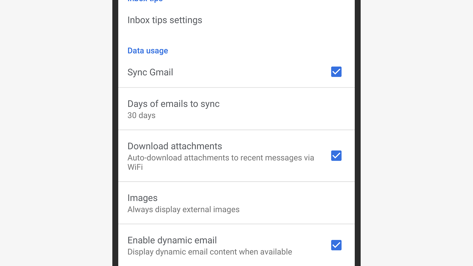 Gmail will sync emails to your phone. (Screenshot: Gmail)