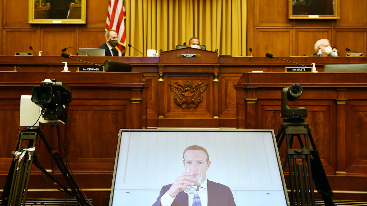 Facebook CEO Mark Zuckerberg testifies before the House Judiciary Subcommittee on Antitrust, Commercial and Administrative Law on Online Platforms and Market Power in the Rayburn House office Building, July 29, 2020 on Capitol Hill in Washington, DC.  (Photo: Mandel Ngan-Pool, Getty Images)