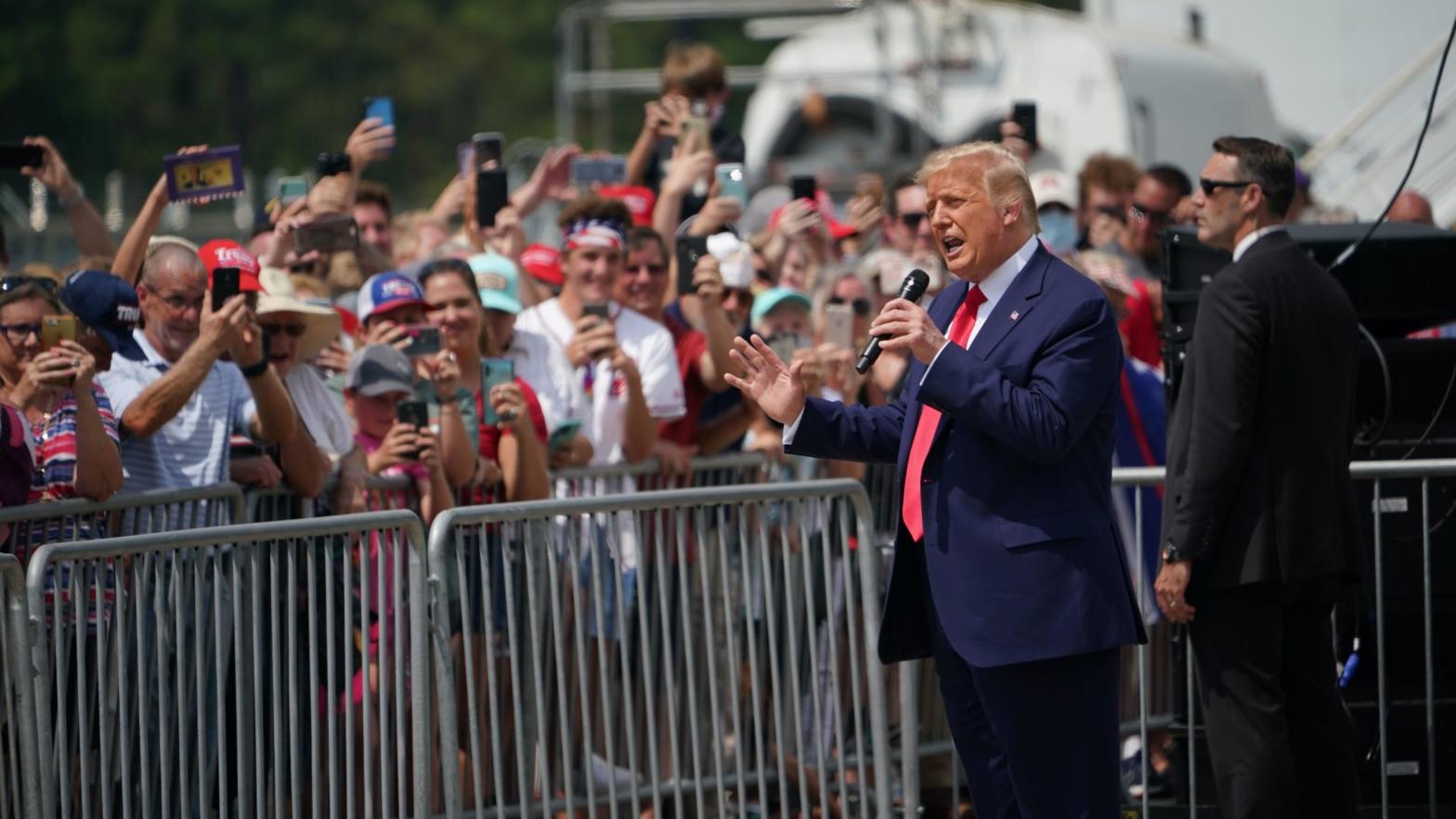 President Donald Trump, a threat to the safety and security of the U.S., addresses a crowd of supporters in North Carolina on September 2, 2020. (Photo: Mandel Ngan, Getty Images)