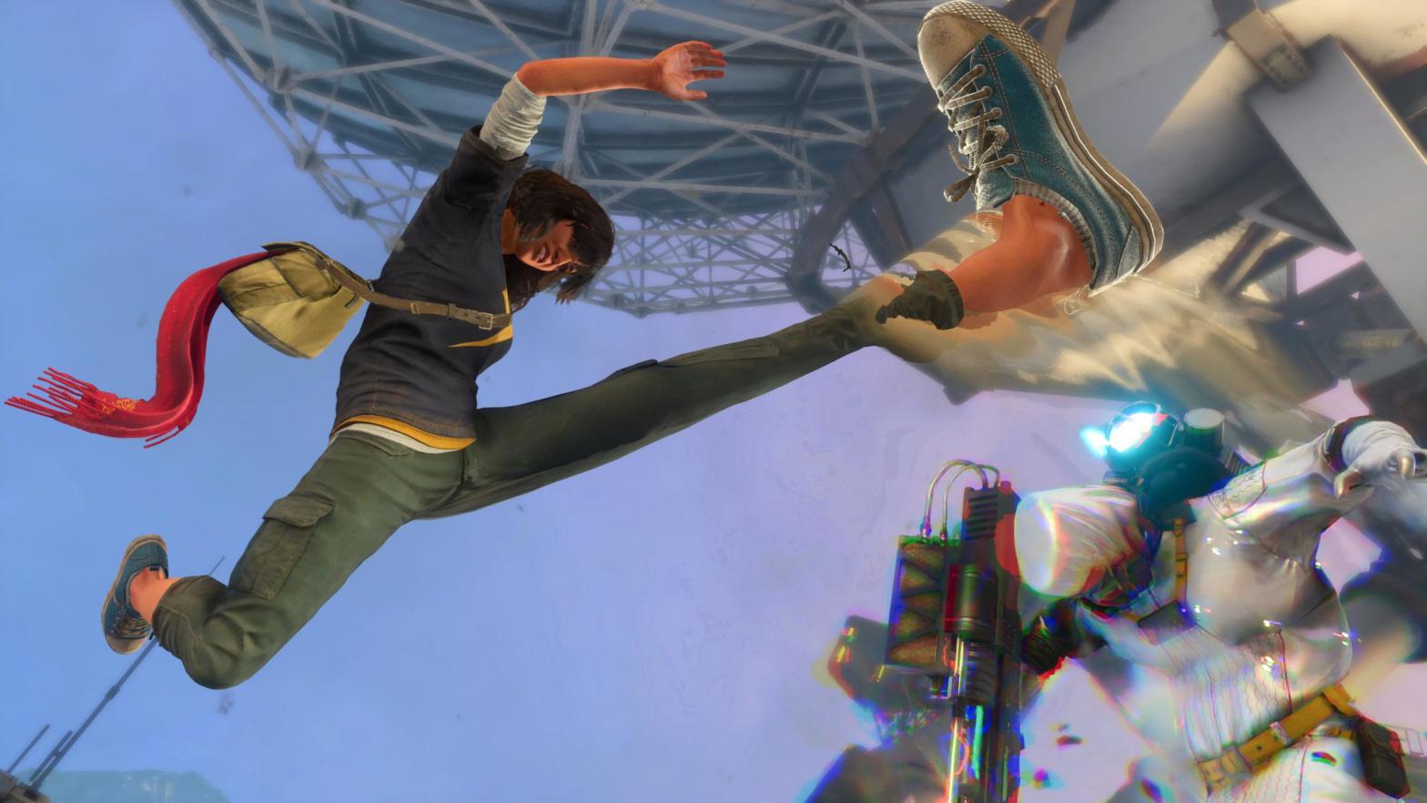 Kamala Khan and her giant foot, about to ruin that AIM soldier's life. (Image: Square-Enix)