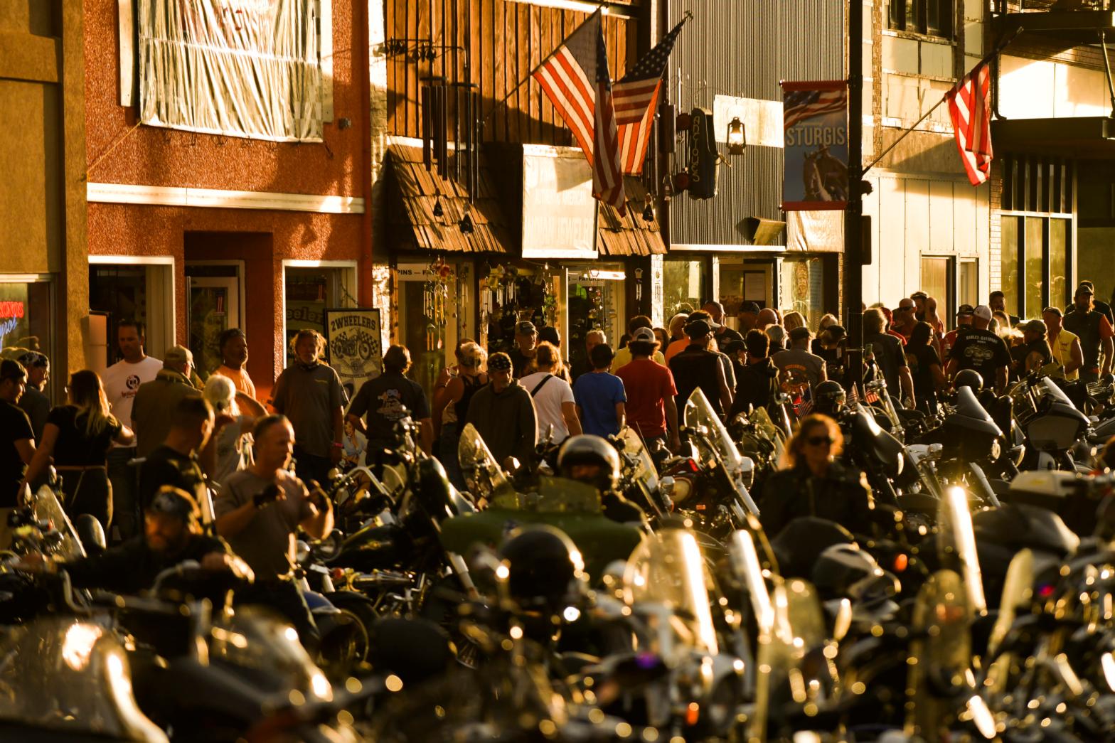 People walking along Main Street during the 80th Annual Sturgis Motorcycle Rally in Sturgis, South Dakota on August 8, 2020. (Photo: Michael Ciaglo, Getty Images)