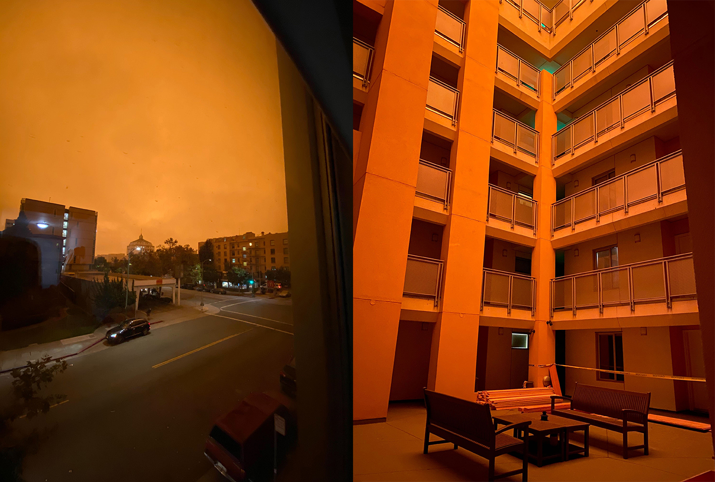 Shot on iPhone. The left was taken through the window. The right was taken directly outside. You can see the difference in the iPhone's auto colour correction. (Photo: Matthew Reyes/Gizmodo)