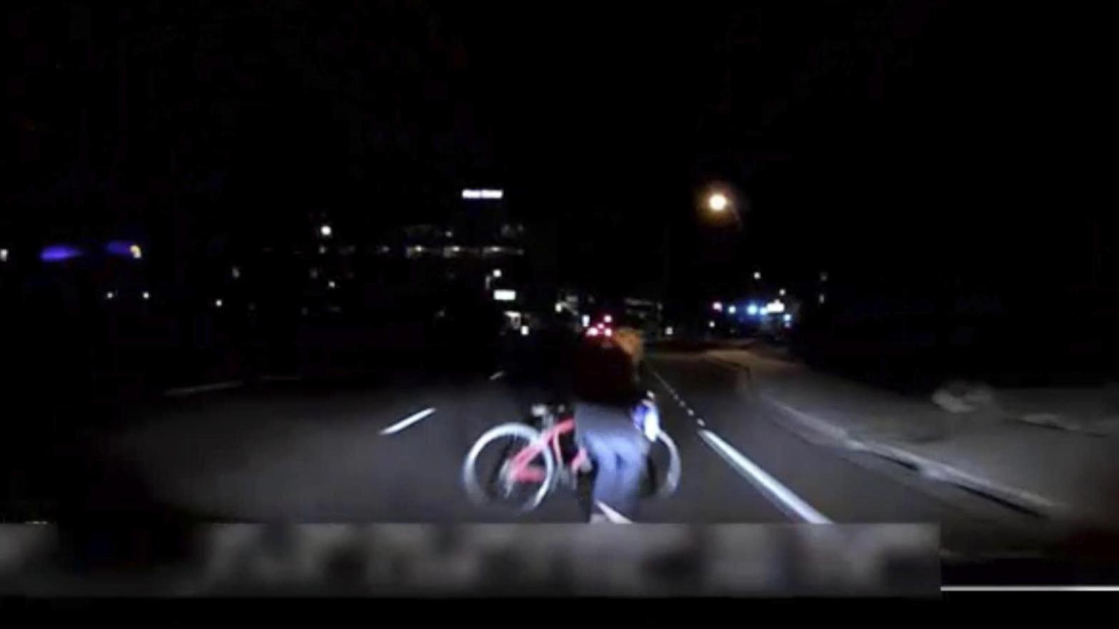 Dashcam footage taken moments before Elaine Herzberg was struck by the self-driving car. (Screenshot: Tempe Police Department)