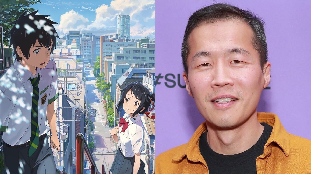 Left: an image from Your Name. Right: Lee Isaac Chung at Sundance.  (Image: Toho Animation,Photo: Rich Fury/Getty Images)