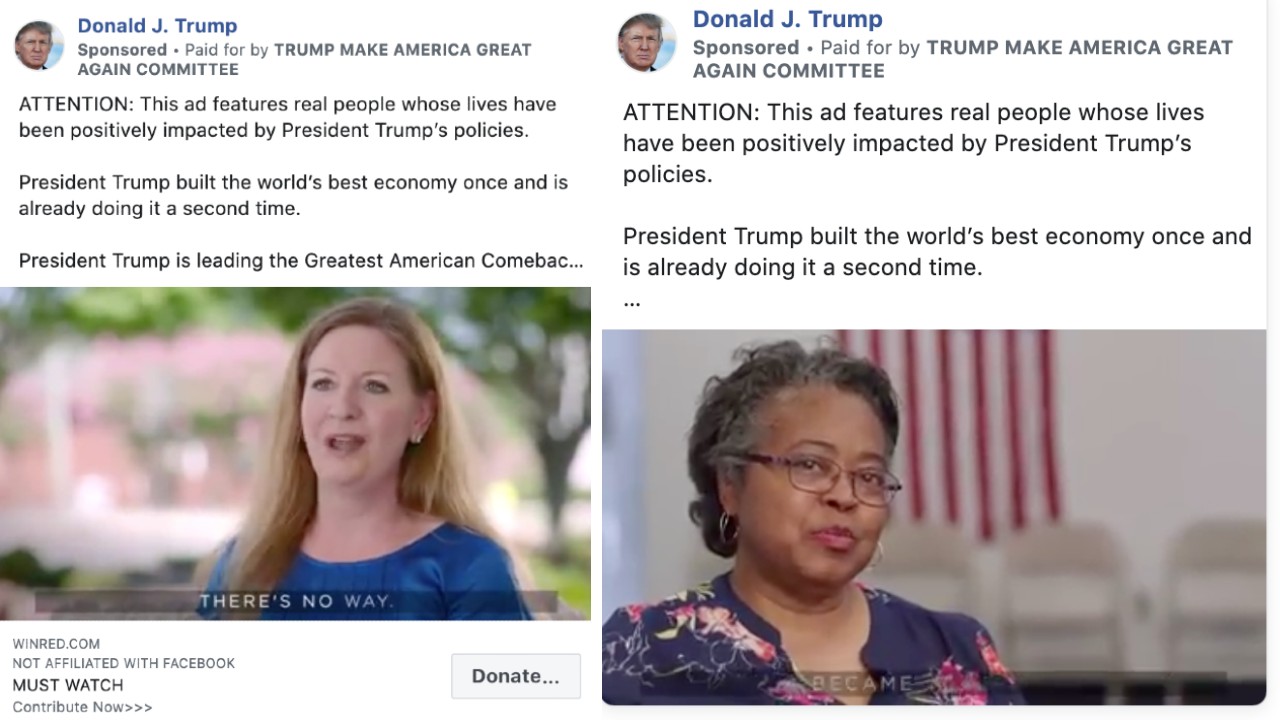 Trump Facebook Ads With ‘Real People’ Actually Feature U.S. Political Operatives