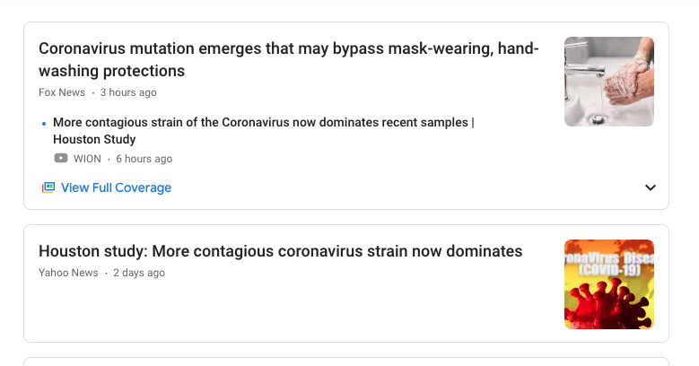Headlines on Google News on Friday, September 25 (Screenshot: Gizmodo)