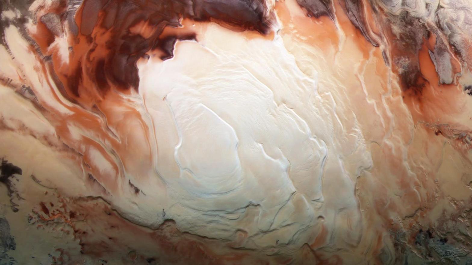 The south pole on Mars.  (Image: ESA/DLR/FU Berlin/Bill Dunford)