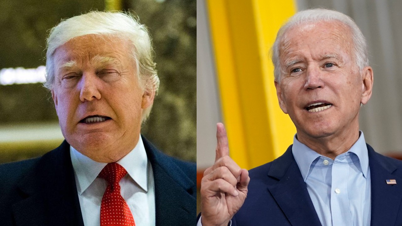 US Presidential election 2020 contenders President Donald Trump (left) and Democratic challenger Joe Biden (right) results time date coverage watch stream