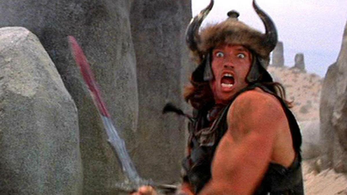 Conan, a barbarian, seen here played by Arnold Schawarzenegger in the 1982 cult-favourite movie Conan the Barbarian. (Screenshot: Universal)