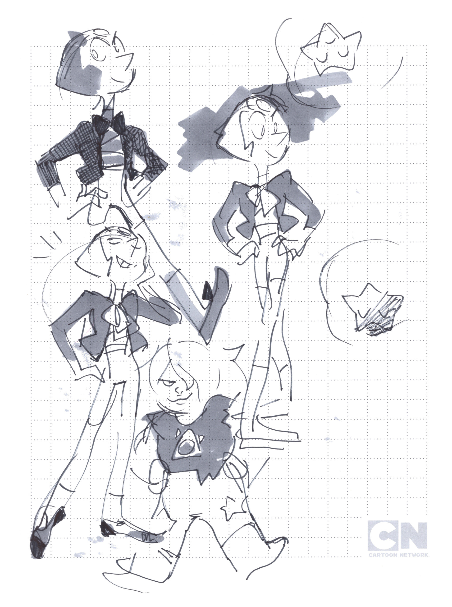Concept sketches for Pearl and Amethyst's final forms. (Illustration: Rebecca Sugar)