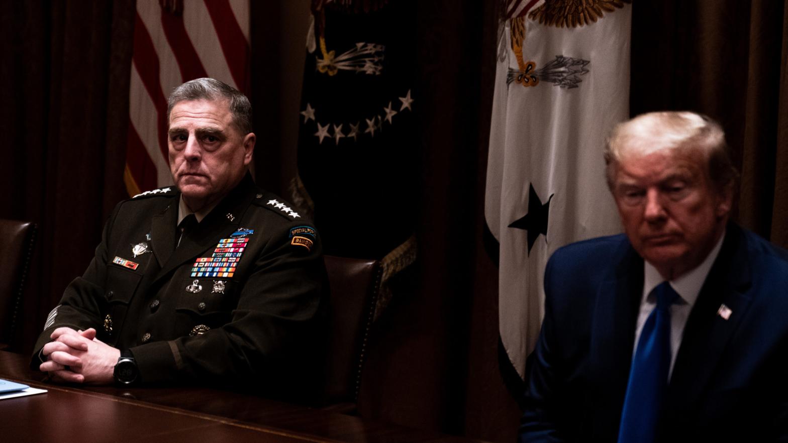 Joint Chiefs of Staff Chairman Mark Milley in a meeting with Donald Trump on May 9. (Photo: Anna Moneymaker, Getty Images)