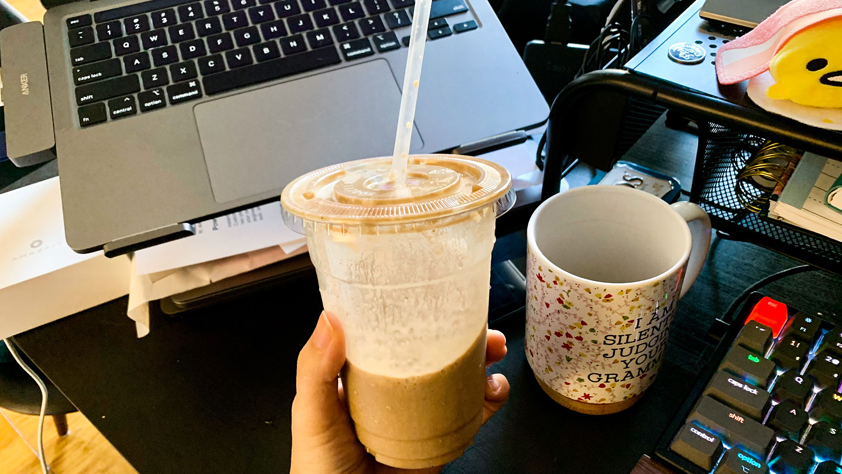 My Google Assistant-ordered smoothie through Postmates. (Photo: Victoria Song/Gizmodo)