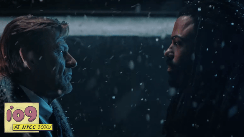 Wilford and Layton facing off in the snow. (Screenshot: TNT)