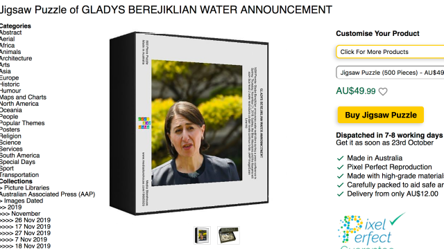 You Can Buy A Jigsaw Puzzle Of Gladys Berejiklian Announcing Water Restrictions