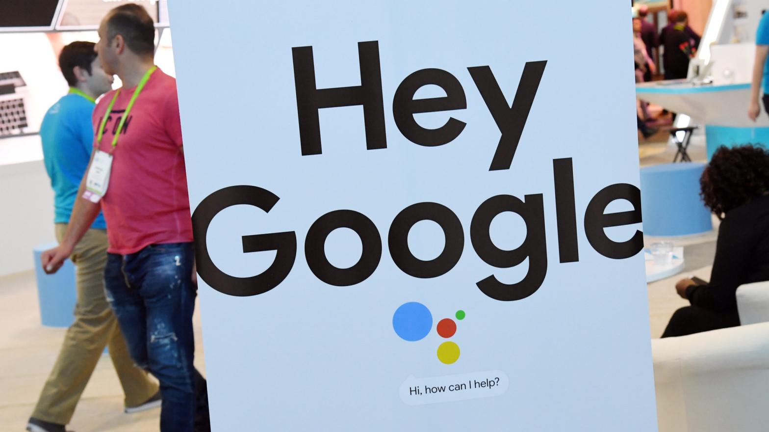 A sign for the Google Assistant is displayed during CES 2018 at the Sands Expo and Convention Centre on Jan. 9, 2018 in Las Vegas, Nevada. (Photo: Ethan Miller, Getty Images)