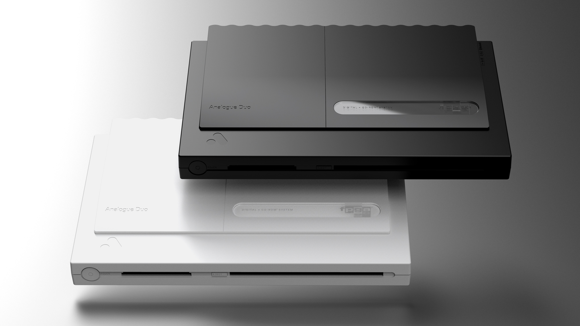 The Analogue Duo, based on the design of the NEC TurboDuo, will be available in black or white sometime in 2021. (Image: Analogue)
