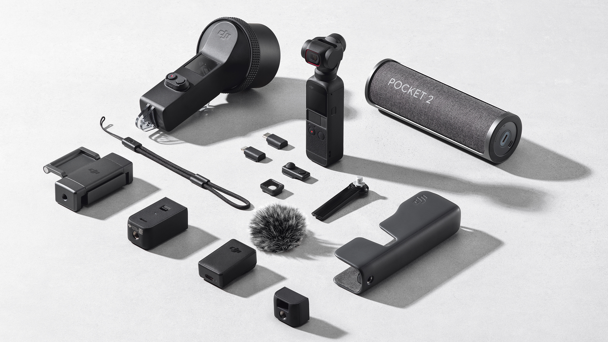 The DJI Pocket 2 with its entire range of add-ons and accessories.  (Image: DJI)