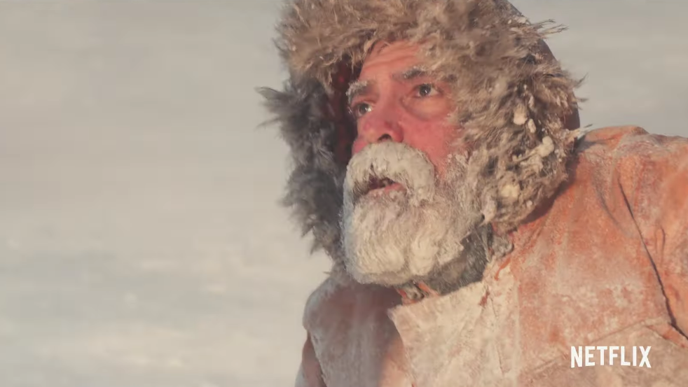 George Clooney as a scientist who is definitely not Santa Claus. (Image: Netflix)