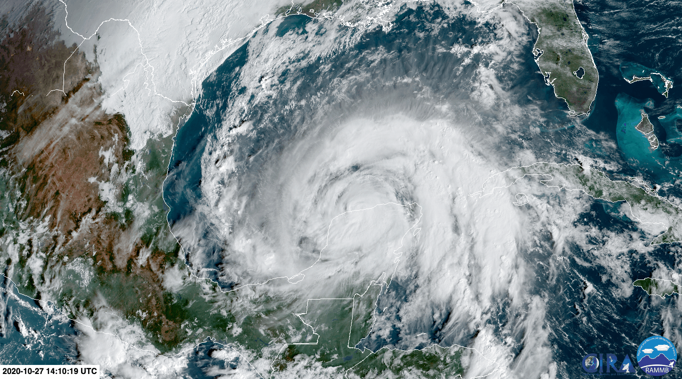 Tropical Storm Zeta moves away from the Yucatán Peninsula and over the Gulf of Mexico. (Gif: CIRES/NOAA)