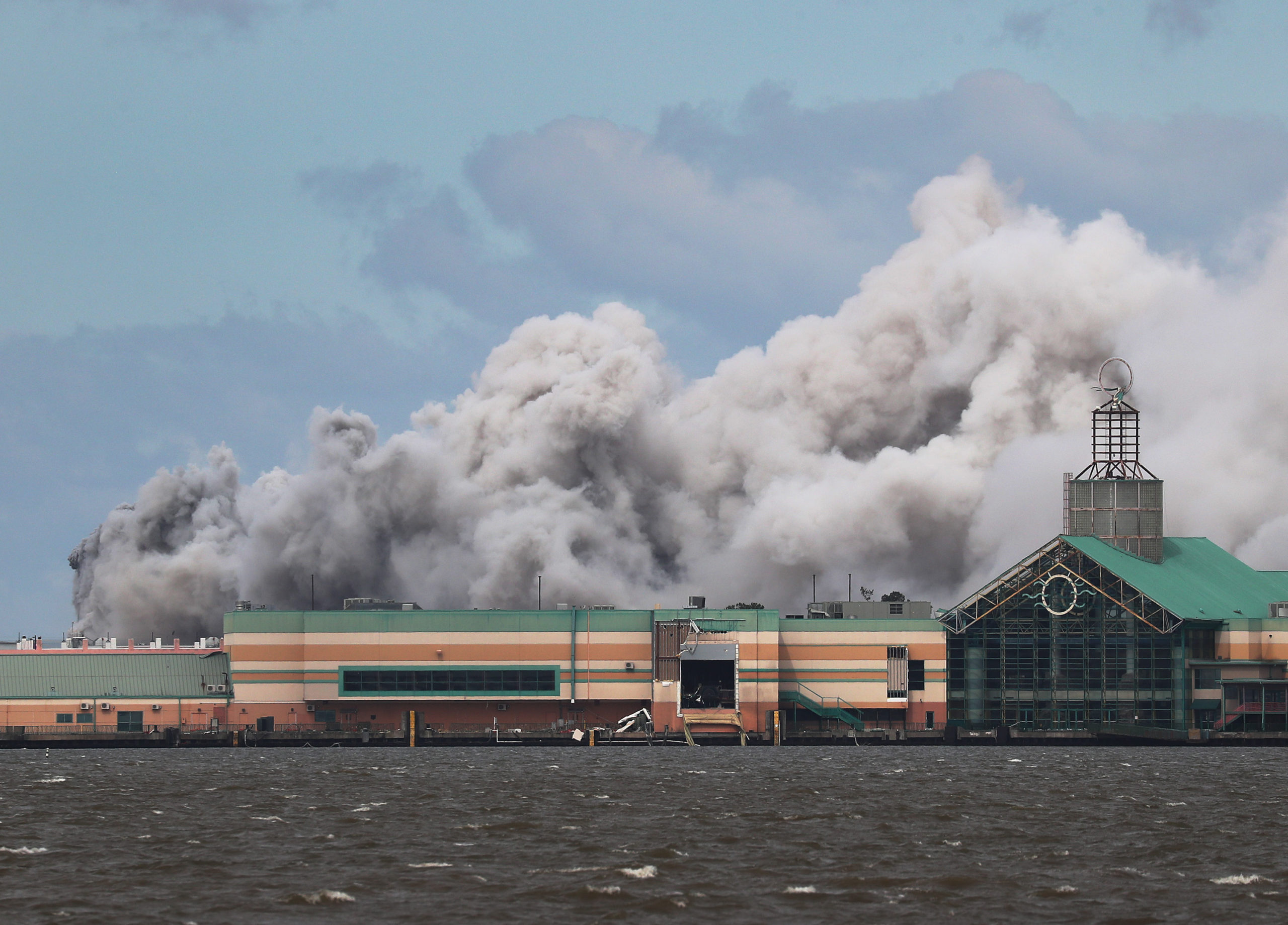Smoke is seen rising from what is reported to be a chemical plant fire after Hurricane Laura passed through the area on Aug. 27, 2020 in Lake Charles, Louisiana. The hurricane hit with powerful winds causing extensive damage to the city. (Photo: Joe Raedle, Getty Images)