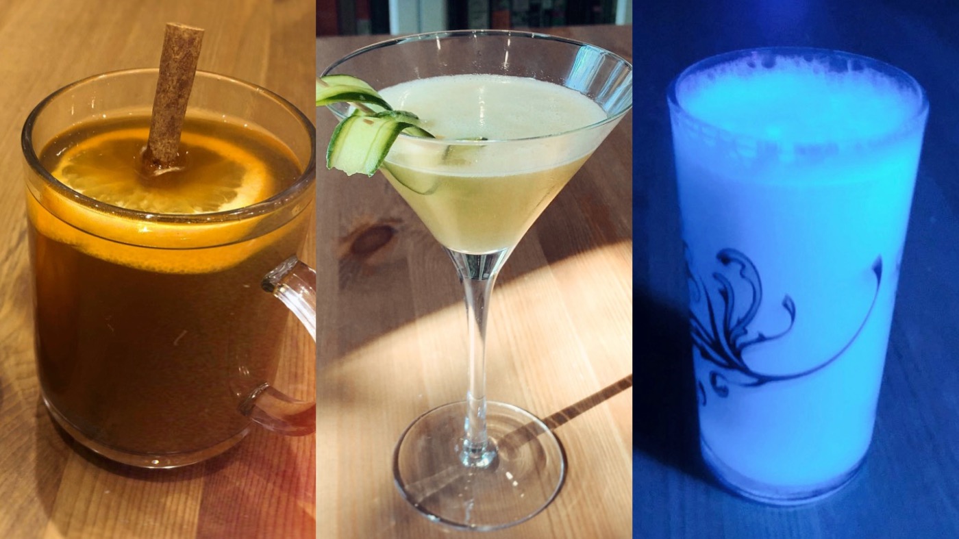 From left: The Snyder Cup, The Child, and Romulan Ale Fizz. (Photo: Beth Elderkin)