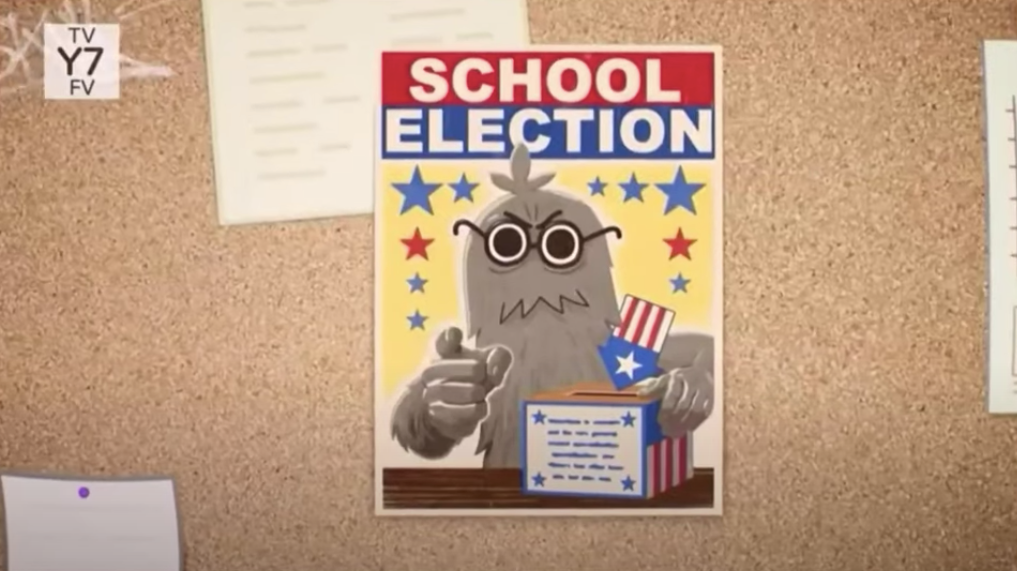 Principal Nigel Brown on an election poster. (Screenshot: Cartoon Network)