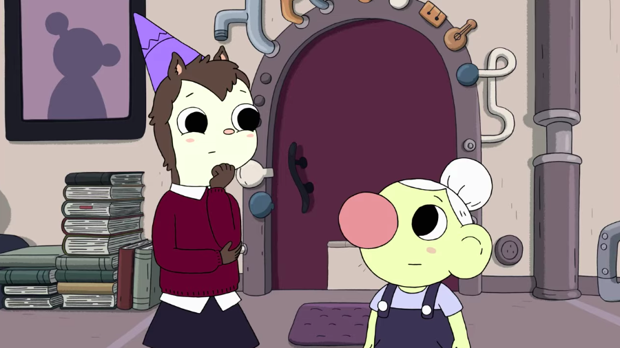 Hedgehog and Barb mulling something over. (Screenshot: Cartoon Network/HBO Max)