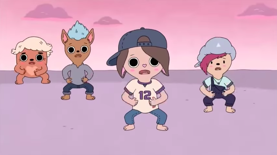 A minuscule boy band performing a song. (Screenshot: Cartoon Network/HBO Max)
