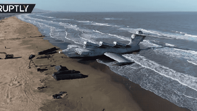 Massive Soviet Ekranoplan Rises From The Caspian Sea