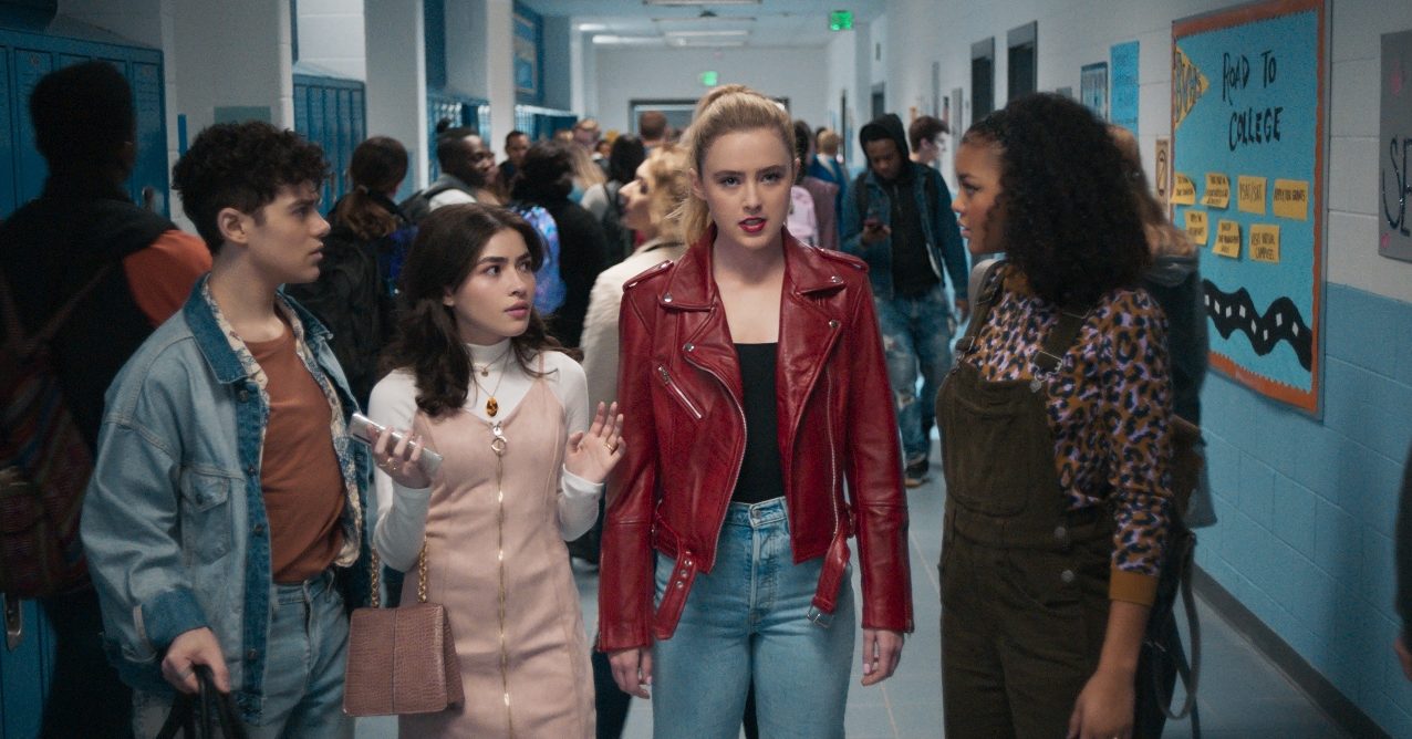 Josh (Misha Osherovich), Ryler (Melissa Collazo), the Butcher in Millie's body (Kathryn Newton) and Nyla (Celeste O'Connor) at school in Freaky. (Photo: Universal Pictures)