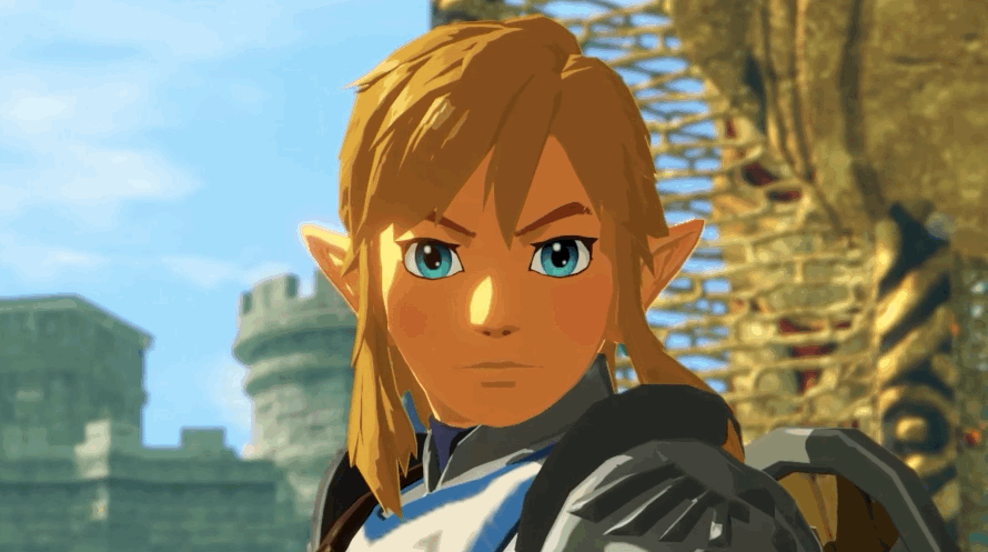 Link meeting a new friend in Hyrule Warriors: Age of Calamity. (Gif: Nintendo)