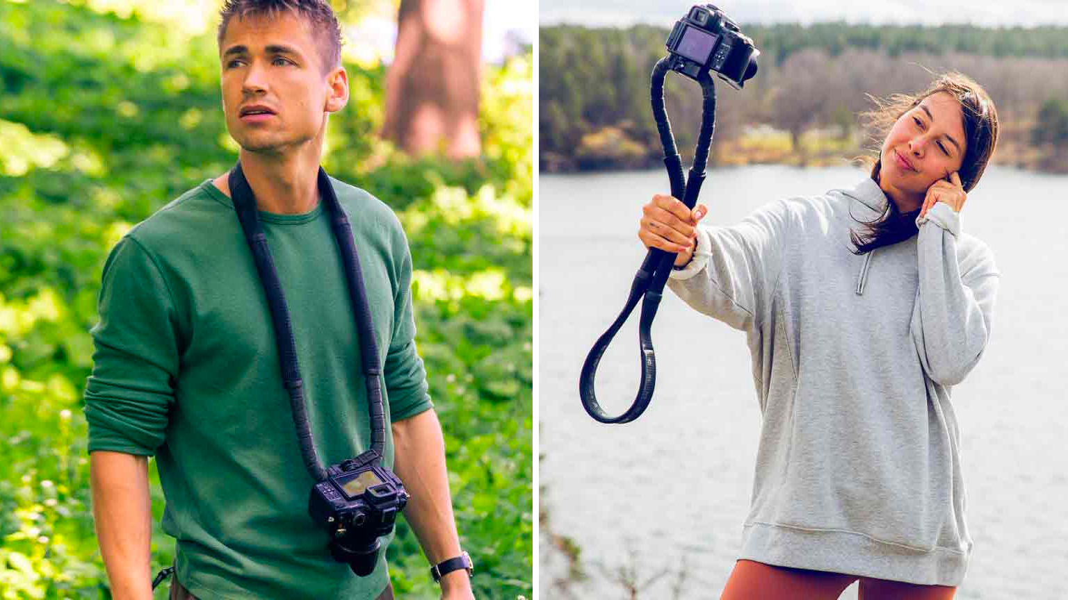 Somehow This Flexible Camera Strap Turns Into a Rigid Camera Support at the Flip of a Switch
