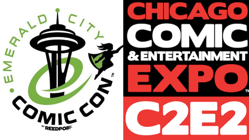 The logos for Emerald City Comic Con and Chicago Comic & Entertainment Expo. (Image: ReedPop)